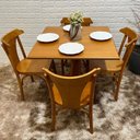 Ver imagem 1 de Mesa X 80x80 com 4 Cadeiras Italia de Madeira Tauari Mel