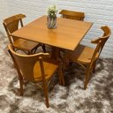 Ver imagem 2 de Mesa X 80x80 com 4 Cadeiras Italia de Madeira Tauari Mel
