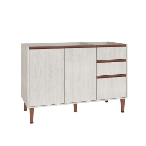 Balcão Pia para Cozinha New 120 X 84 Cm 3 Portas 2 Gavetas Mdp Legno Nogueira - Clicklar