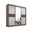Ver imagem 1 de Guarda Roupa Cristal Casal 3 Portas Ripado sem Pés 6 Gavetas D' Doro Castanho/Off White/Ripado