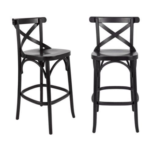 Conjunto 2 Banquetas Madeira Maciça Tauarí Cross X Texas Preto