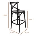 Ver imagem 3 de Conjunto 2 Banquetas Madeira Maciça Tauarí Cross X Texas Preto