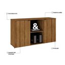 Ver imagem 5 de Armário Baixo com 02 Portas e Nicho 75x135x42cm Wlab135 Preto Lâmina Mel