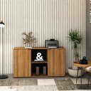 Ver imagem 3 de Armário Baixo com 02 Portas e Nicho 75x135x42cm Wlab135 Preto Lâmina Mel