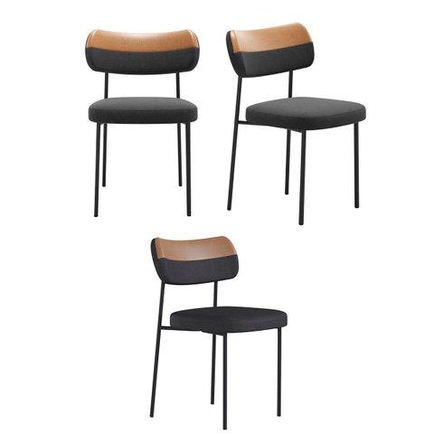 Cadeira Estofada Mila para Sala Jantar Gourmet em Aço-curíssimo-linho-edecasamoveis