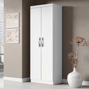 Ver imagem 5 de Armário Multiuso Organizador Lavanderia 2 Portas 3 Prateleiras 1,70m New Aramóveis Branco