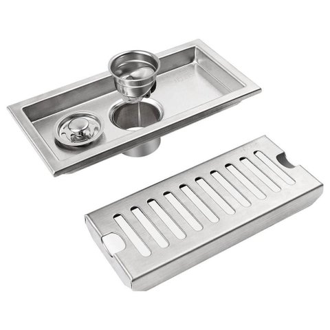 Ralo Linear Aço Inox 50cm Anti Odor Anti Inseto Banheiro Area Externa Lavabo Quintal Seguro