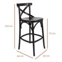 Ver imagem 3 de Conjunto 3 Banquetas Madeira Maciça Tauarí Cross X Texas Preto