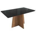 Ver imagem 1 de Mesa de Sala Jantar Lótus + Tampo Madeirado C/ Vidro 160x90cm Freijó/preto Fosco - Kappesberg