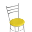 Ver imagem 3 de Mesa de Jantar Redonda 80cm Branca com 4 Cadeiras Estofada Cinza
