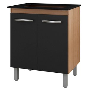 Balcao para Cooktop 5 Bocas Jade Savana Preto Mobbs