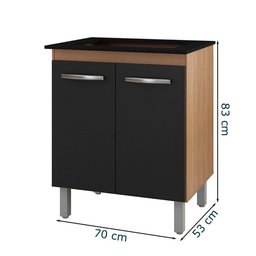 Balcao para Cooktop 5 Bocas Jade Savana Preto Mobbs - 4