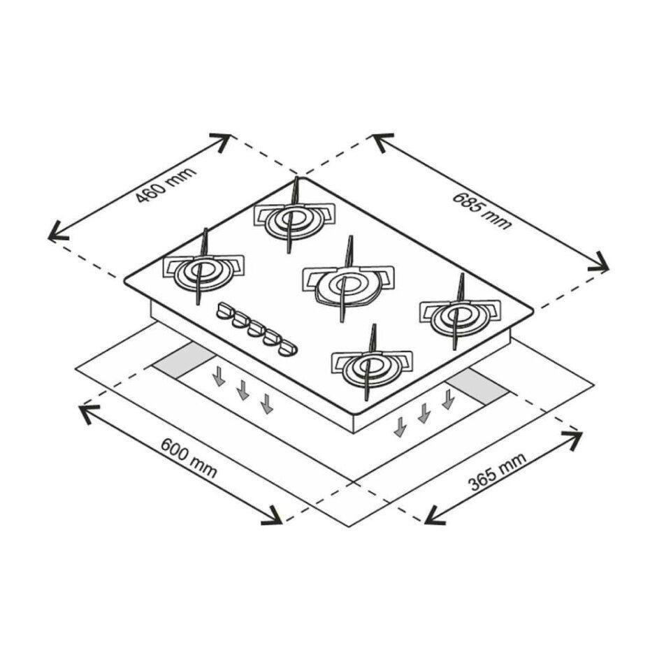 Fogão Cooktop 5 Bocas Branco Bivolt Chamalux MadeiraMadeira