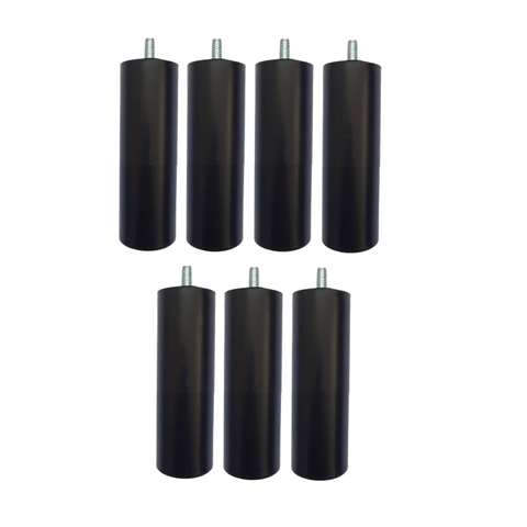 Kit 7 Pés Cama Box ou Baú Casal Ortobom 13cm Tubo Preto Forte
