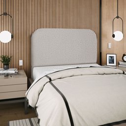Cabeceira Estofada Cama Box Casal Alana 140cm Linho:cinza Claro - 3