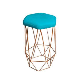 Banqueta Aramada Azul Turquesa Base Ferro Rose Gold Web Shop