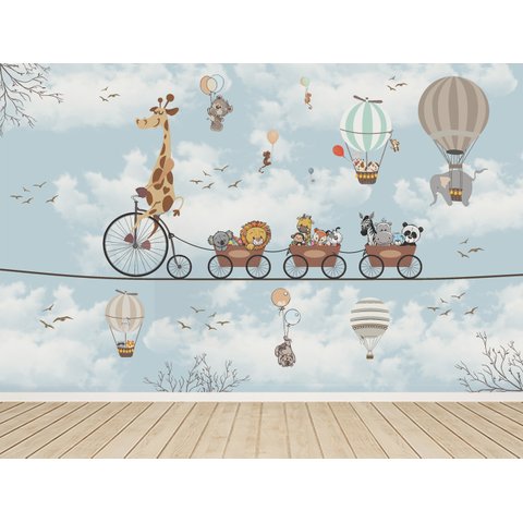 Papel De Parede Safari Animais Infantil Quarto De Bebê PP01E M²