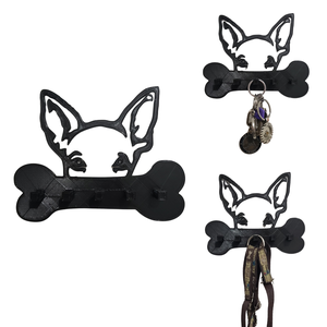 Porta Coleira e Porta Chaves de Parede - Cachorro Bulldog