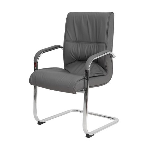 Cadeira Escritório Interlocutor Big Fixa Cinza Base Cromada