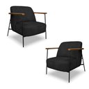 Ver imagem 1 de Kit 2 Poltronas Sala de Estar Pés em Ferro Preto Braço Madeira Maciça 86cm Thane Bouclê Preto