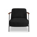 Ver imagem 4 de Kit 2 Poltronas Sala de Estar Pés em Ferro Preto Braço Madeira Maciça 86cm Thane Bouclê Preto