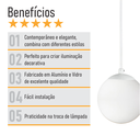 Ver imagem 5 de Pendente Branco C/ Globo de Vidro Branco de 14cm + Led 2w