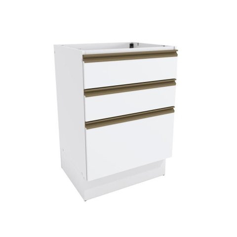 Balcão 3 Gavetas Kappesberg Celeste 100% Mdf Branco 60cm