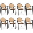 Ver imagem 1 de Kit 8 Cadeiras de Jantar Roma com Braço para Sala e Cozinha - Preto