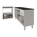 Ver imagem 5 de Armário Gabinete Camila 138 Cm com Tampo Tampão e Balcão Evelyn para Cooktop 5 Bocas Branco e Preto