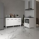 Ver imagem 2 de Armário Gabinete Camila 138 Cm com Tampo Tampão e Balcão Evelyn para Cooktop 5 Bocas Branco e Preto