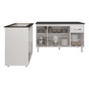 Ver imagem 4 de Armário Gabinete Camila 138 Cm com Tampo Tampão e Balcão Evelyn para Cooktop 5 Bocas Branco e Preto
