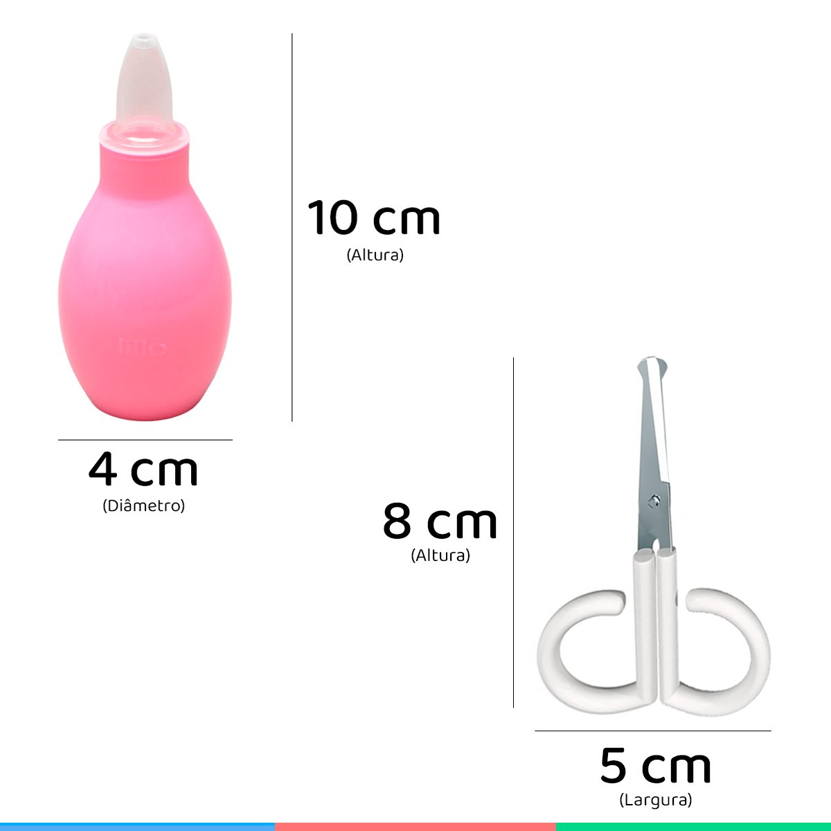 Kit Cuidados do Bebê Com Pente Escova Tesoura Aspirador Nasal Kit Recém-Nascido Rosa Lillo - 6
