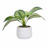 Cachepot de Cimento com Planta Artificial Prisma Branco 10cm X 26cm - 1