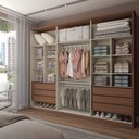 Ver imagem 3 de Guarda-roupa Casal Calábria Slim 6 Portas 6 Gavetas Espelho Nature/off White - Panorama Móveis