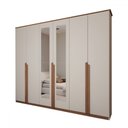 Ver imagem 4 de Guarda-roupa Casal Calábria Slim 6 Portas 6 Gavetas Espelho Nature/off White - Panorama Móveis