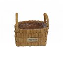 Ver imagem 2 de Cesto Decorativo de Vime Flowers Retangular Marrom Claro com Alças 27 x 27 x 20 cm para Plantas