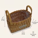 Ver imagem 7 de Cesto Decorativo de Vime Flowers Retangular Marrom Claro com Alças 27 x 27 x 20 cm para Plantas