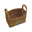 Ver mais imagens de Cesto Decorativo de Vime Flowers Retangular Marrom Claro com Alças 27 x 27 x 20 cm para Plantas