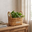 Ver imagem 4 de Cesto Decorativo de Vime Flowers Retangular Marrom Claro com Alças 27 x 27 x 20 cm para Plantas