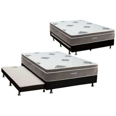 Cama Box C/ Auxiliar Casal: Colchão Inovaflex Ensacadas Essential+base Crc Corano Black (138x188)
