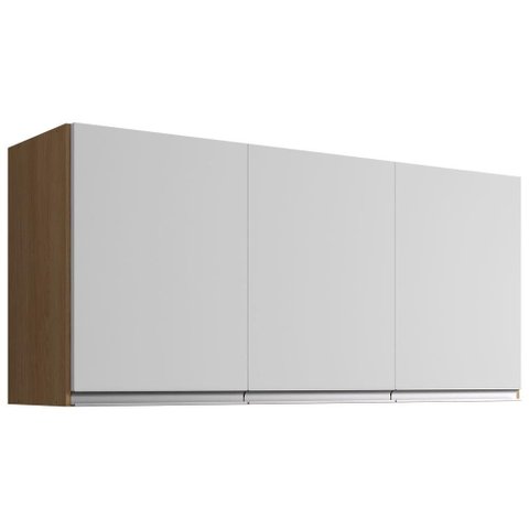 Armario Aereo 3 Portas 120cm Andreia Amendoa Branco Reajl Moveis