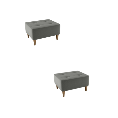 Kit 2 Puff Decorativo Piva Suede Cinza