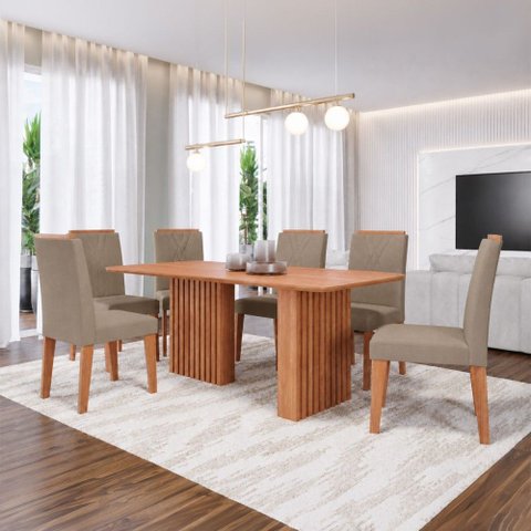 Sala de Jantar 6 Lugares 180 cm Giulia Cinamomo/Joli - Panorama Móveis
