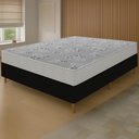 Ver imagem 1 de Cama Box Preta + Colchão Viúva Andes Liso Branco Espuma D20 128x188x49cm