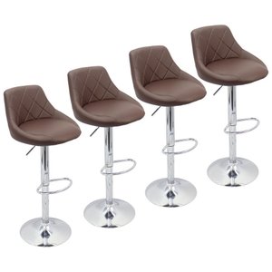 Kit 4 Banquetas Milano Carmel Estofada Giratória C/ Regulagem - Café