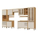 Ver imagem 3 de Armário de Cozinha Completa Modulada 7 Peças 16 Portas com Vidro e Tampo 100% MDF Barbados Espresso Móveis Bege/Amêndoa/Off White