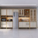 Ver imagem 4 de Armário de Cozinha Completa Modulada 7 Peças 16 Portas com Vidro e Tampo 100% MDF Barbados Espresso Móveis Bege/Amêndoa/Off White