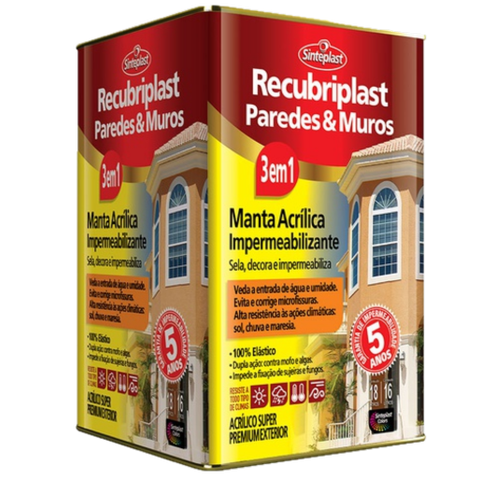 Tinta Imperemeab. Para Paredes E Muros, Recubriplast 18 Lt: Palha