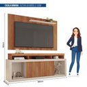 Ver imagem 4 de Kit Sofá Cheer Solar 3 Lugares com Rack Painel New Oscar Freijo/off White/bege