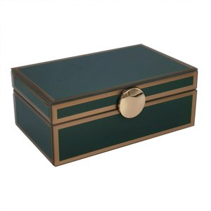 Porta Joias em Vidro Verde com Detalhes Dourado 21cm Ai0038 Btc